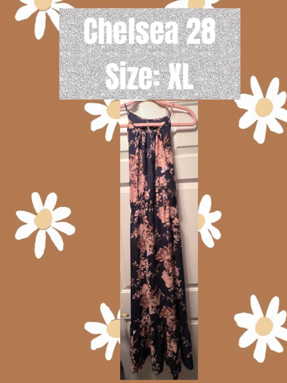 Chelsea28 Black Maxi Skirt with Pink Floral Print